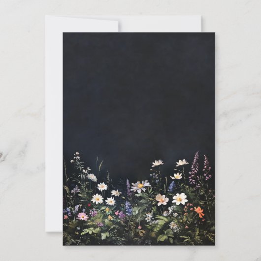 ダークロマンチックな夕暮れムーディワイルドフラワー結婚ズ 招待状 (裏面)