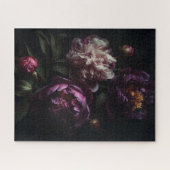 ダークロマンチックな紫色の牡丹の花の花束 ジグソーパズル (横)