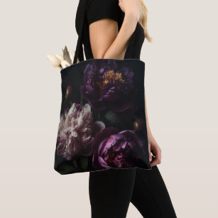ダークロマンチックな紫色の牡丹の花の花束 トートバッグ