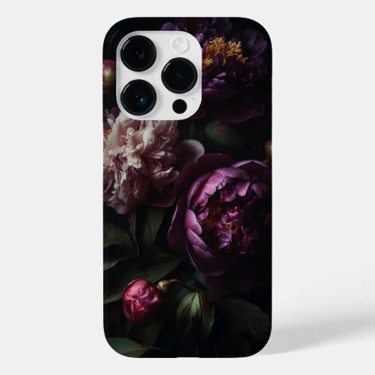 ダークロマンチックな紫色の牡丹の花の花束 Case-Mate iPhoneケース (裏面)
