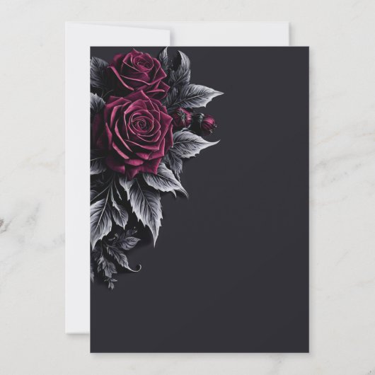 ダークロマンチックフローラゴシックブライダルシャワー 招待状 (裏面)