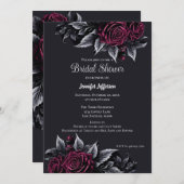 ダークロマンチックフローラゴシックブライダルシャワー 招待状 (正面/裏面)