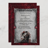 ダークロマンチックフローラゴシック結婚式招待状 招待状 (正面/裏面)