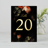 ダークロマンチックフローラバラホイルテーブル番号 箔招待状 (立ち正面)