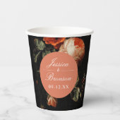 ダークロマンチックフローラピンクローズウェディングシャワー 紙コップ (正面)