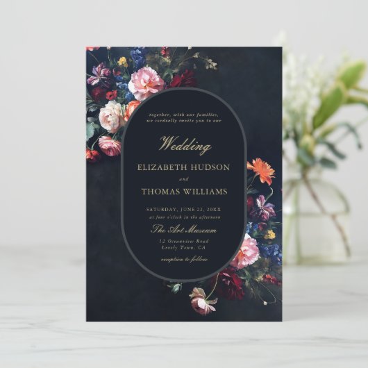 ダークロマンチック童話ムーディフローラ結婚フレーム 招待状 (スタンド正面)