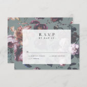 ダークロマンチックMoodyフローラRSVPウェディングカード 出欠カード (正面/裏面)