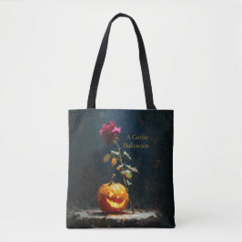 ダークロマンティックなカボチャとバラのハロウィントートバッグ トートバッグ