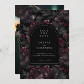 ダークロマンティックなピーコックセイヴザデート 招待状 (正面/裏面)