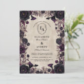 ダークロマンティックパープル結婚フローラ 招待状 (スタンド正面)