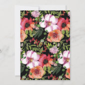 ダークロマンティックピンクフローラ緑ブライダルシャワー 招待状 (裏面)