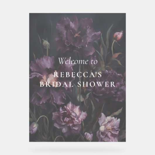 ダークロマンティックムーディーズフローラブライダルシャワーへようこそ アクリルサイン (正面)