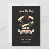 ダークロマンティックローズのウェディング セーブザデート (正面)