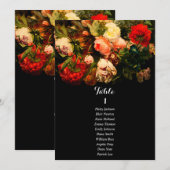 ダークロマンティック フラワー ウェディング シーティングチャート カード (正面/裏面)