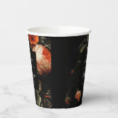 ダークロマンティック フローラル ピンク ローズ ウェディング シャワー 紙コップ (左)