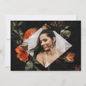 ダークロマンティック フローラル ローズ オランダ風 セーブ・ザ・デート 招待状 (裏面)