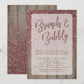 ダークローズゴールドグリッター バーンワール ブランシュ&バブル 招待状 (正面/裏面)
