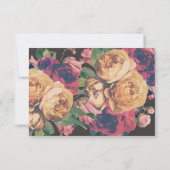 ダークローズ ボタニカル フェテ ウェディング レセプション カード (裏面)