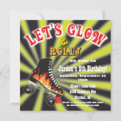 ダークローラの男の子の輝きスケートで滑るパーティー招待状 招待状 (正面)