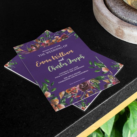 ダークワイルドフラワー結婚ズテーマ招待状 招待状