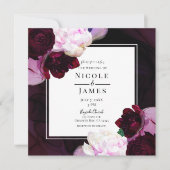 ダークワインムーディモダンエレガントーグラム結婚ズ 招待状 (正面)