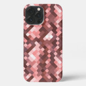 ダークワインレッドマウブトープ赤面ピンクピクセルアート iPhoneケース (裏面)