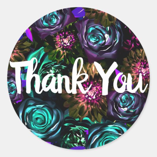 ダークワンダーランドはっきりしたグラマーフローラ花パーティー ラウンドシール (正面)