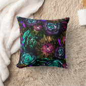 ダークワンダーランドはっきりしたグラマーフローラ花 クッション (ブランケット)