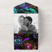 ダークワンダーランドはっきりしたグラムフローラの花結婚の数 オールインワン招待状 (外側)