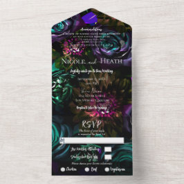 ダークワンダーランドはっきりしたグラムフローラの花結婚の数 オールインワン招待状