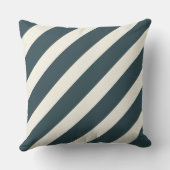 ダークヴィリディアンブルーグリーン&ベージュ色 ストライプの クッション (裏面)