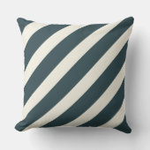ダークヴィリディアンブルーグリーン&ベージュ色 ストライプの クッション (正面)