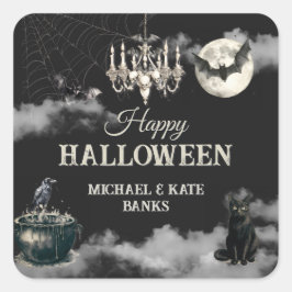 ダークヴィンテージゴシック スカル 年次ハロウィンパーティー スクエアシール