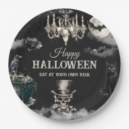 ダークヴィンテージゴシック スカル 年次ハロウィンパーティー ペーパープレート