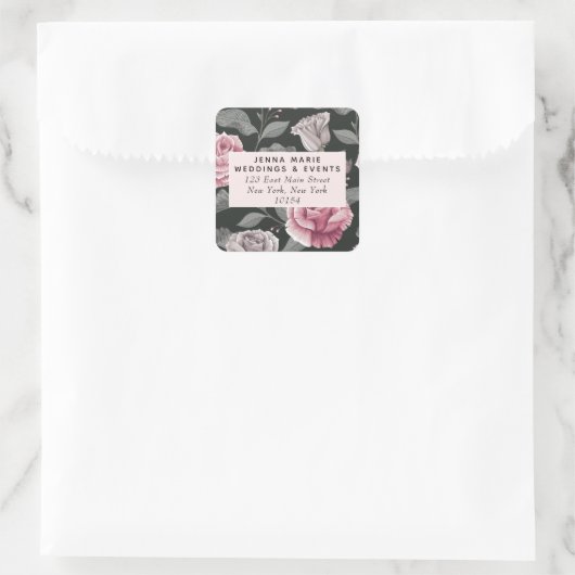 ダークヴィンテージフローラスクエア住所 シール (バッグ)