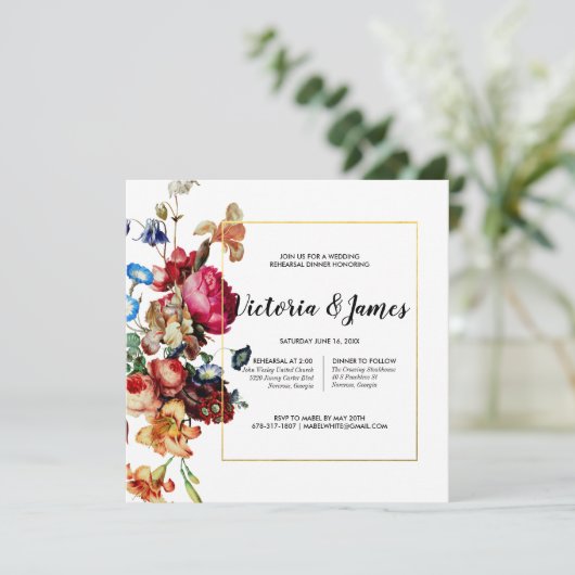 ダークヴィンテージフローラリハーサルディナー招待状 招待状 (スタンド正面)