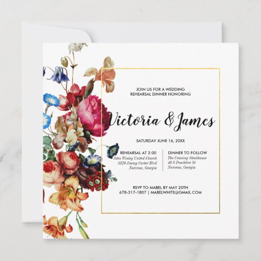 ダークヴィンテージフローラリハーサルディナー招待状 招待状 (正面)