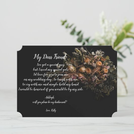 ダークヴィンテージフローラーは私のbridesmaid招待状 招待状 (スタンド正面)