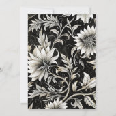 ダークヴィンテージブラック&ホワイトダマスクブライダルシャワー 招待状 (裏面)