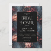 ダークヴィンテージレッド&ピンクフローラブライダルシャワー 招待状 (正面)