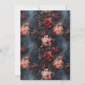 ダークヴィンテージレッド&ピンクフローラブライダルシャワー 招待状 (裏面)