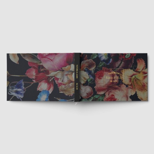 ダークヴィンテージ結婚フローラズゲストブック ゲストブック (全面)