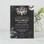 ダークヴィンテージ ゴシック スカル ハロウィンパーティ スプーキー 招待状 (スタンド正面)