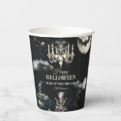 ダークヴィンテージ ゴシック スカル 年次ハロウィンパーティー 紙コップ (裏面)