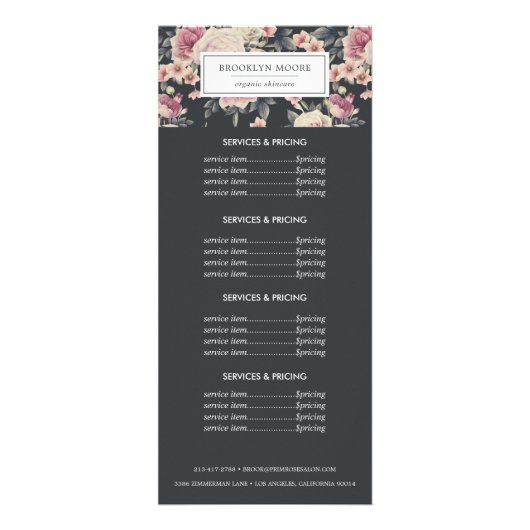 ダークヴィンテージ フローラル ロゴ | 価格設定サービス ラックカード (正面)