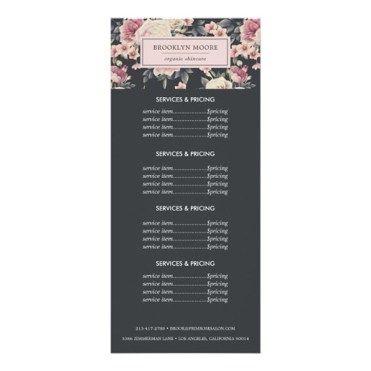 ダークヴィンテージ フローラル ロゴ | 価格設定サービス ラックカード (正面)