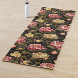 ダークヴィンテージ・ボタン floral パターン ヨガマット
