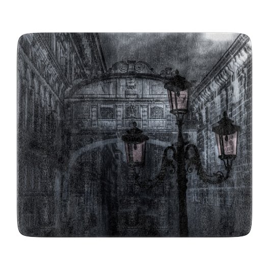 ダークヴェネツィアレインブリッジのため息の夜 カッティングボード (正面)