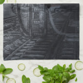 ダークヴェネツィアレインブリッジのため息の夜 キッチンタオル (折り畳み)