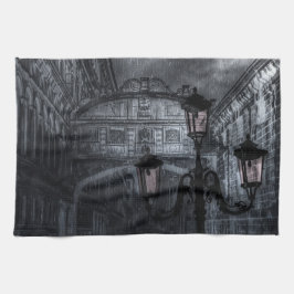 ダークヴェネツィアレインブリッジのため息の夜 キッチンタオル